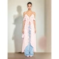 thumbnail image 2 of Women Split Front Ruffle Flowy Long Shirt Sleeveless Backless Spaghetti Strap Layer Chiffon Maxi Tank Top Pink M, 2 of 5