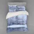 thumbnail image 1 of Ambesonne Christmas Bedding Set 4 Pcs, Winter Blizzard Forest, Queen, White, 1 of 3