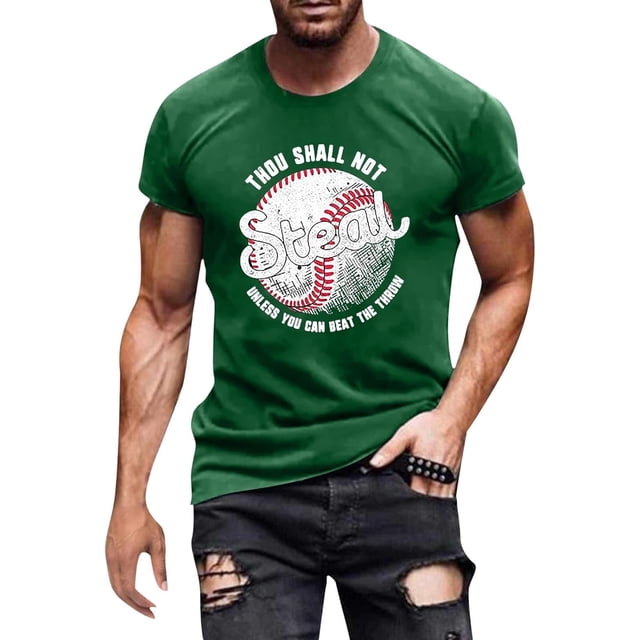 Menu2019s T-Shirt Décontracté à Manches Courtes avec Design Thème Baseball pour Confort et Usage Quotidien