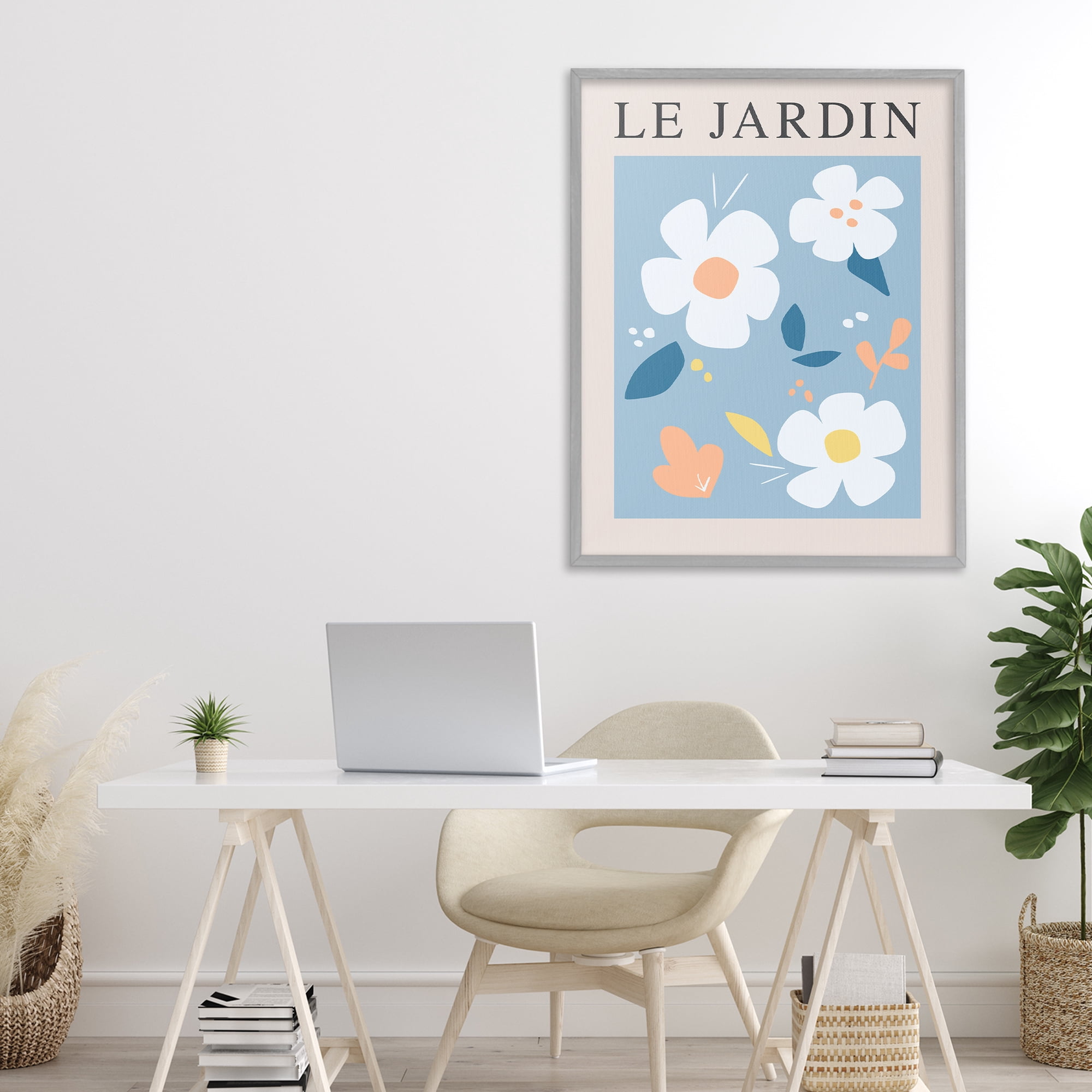 Stupell Industries Bouncing Floral Le Jardin Gray Framed Giclee Art, design by Anna Quach