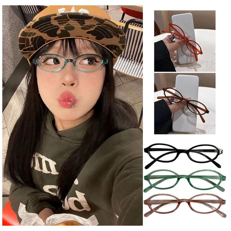 Vintage Retro Ellipse Shape Blue Light Blocking Glasses for  display picture 2