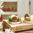 thumbnail image 6 of nTRIUQJ Candle Holder Christmas Centerpiece Decoration - Wood Tealight Holders with Mini Wreaths Yule Log Tea Light Coffee Table Table Rustic Farmhouse Home Decor Gift Beige, 6 of 8