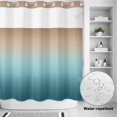 thumbnail image 2 of No Hook Shower Curtain, Navy Blue Brown Ombre Shower Curtains for Bathroom with See Through Top Window, Teal Gradient Color Modern Abstract Art Waterproof & Washable Bath Curtain Long 72"x78", 2 of 9