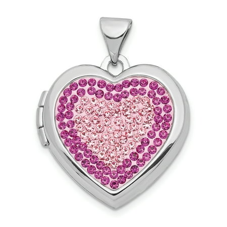 - 925 Sterling Silver 18mm Heart Preciosa Crystal Photo Pendant Charm Locket Chain Necklace That Holds Pictures For Women