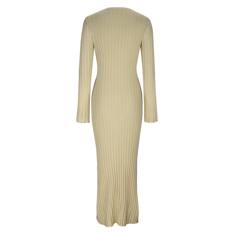 Yyeselk Women's Maxi Sweater Dresses Casual Crew Neck Long Sleeve Ribbed Knitted Tie Waist Solid Color Simple Basic Sweater Long Dress Beige L - Walmart.com Yyeselk Women's Maxi Sweater Dresses Casual Crew Neck Long Sleeve Ribbed Knitted Tie Waist Solid Color Simple Basic Sweater Long Dress Beige L - Walmart.com