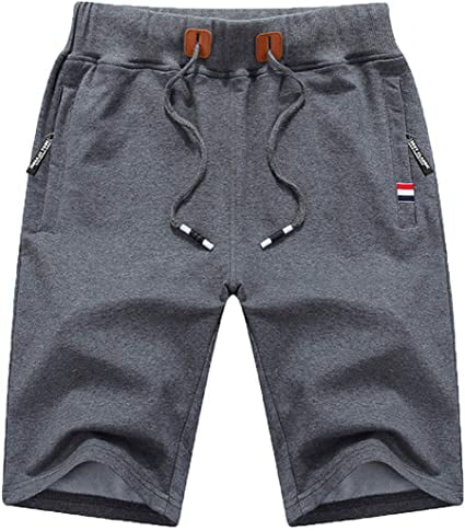 WRZOMWC Mens Shorts Drawstring Elastic Waist Zipper Pockets