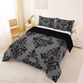 thumbnail image 2 of Homewish Western Boho Skull Queen Comforter Set,Victorian Damask Comforter Sets Queen,Halloween Duvet,Black Reversible,3 Pieces,1 Comforter and 2 Pillowcases, 2 of 7