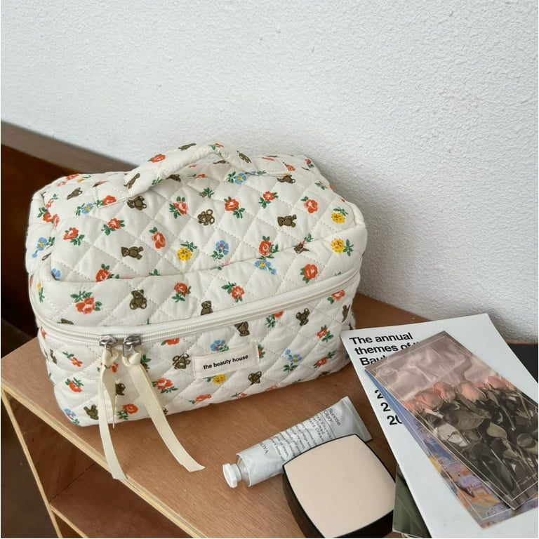 DanceeMangoos Kawaii Coquette Makeup Bag Cute Cosmetic Bag Aesthetic Floral  Makeup Pouch Travel Toiletry Bags for Women Girls Kawaii Stuff