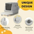 thumbnail image 2 of ZephyPaws tainless Steel Litter Box，with Lid High Wall Sides Enclosure, Non-Sticky, Anti-Leakage, Easy Cleaning, with Cat Mat & Metal Scoop, Easy to Clean, 2 of 7