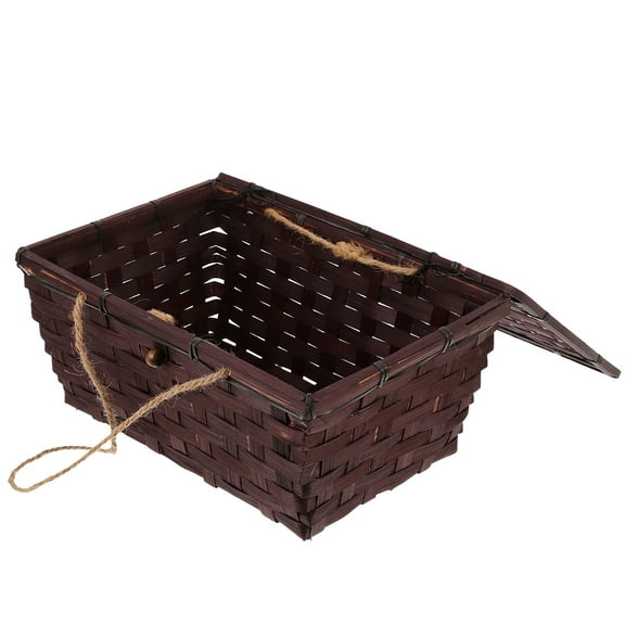HONMEET Storage Basket Dark Brown, Woven Organizer for Home, Office, Closet, 1 Piece
