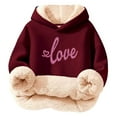 thumbnail image 2 of YMNXA Big Girls Boys Hoodies Long Sleeve Letter Print Plush Warm Thickened Comfortable Sweatshirt For Daily Wear Rd2 5-6 Years, 2 of 5