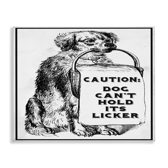 Stupell Industries Shabby Chic Caution Dog Can't Hold His Licker Liquor Canvas Art, 20 x 16, by Lil' Rue