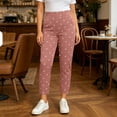 thumbnail image 2 of Levmjia Women Polka Dot Print Pants High Waisted Casual Pants with Pockets Ankle Length with Side Slit Elastic Waist Trousers, 2 of 6