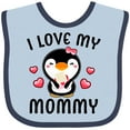 thumbnail image 3 of Inktastic I Love My Mommy with Cute Penguin and Hearts Girls Baby Bib, 3 of 4