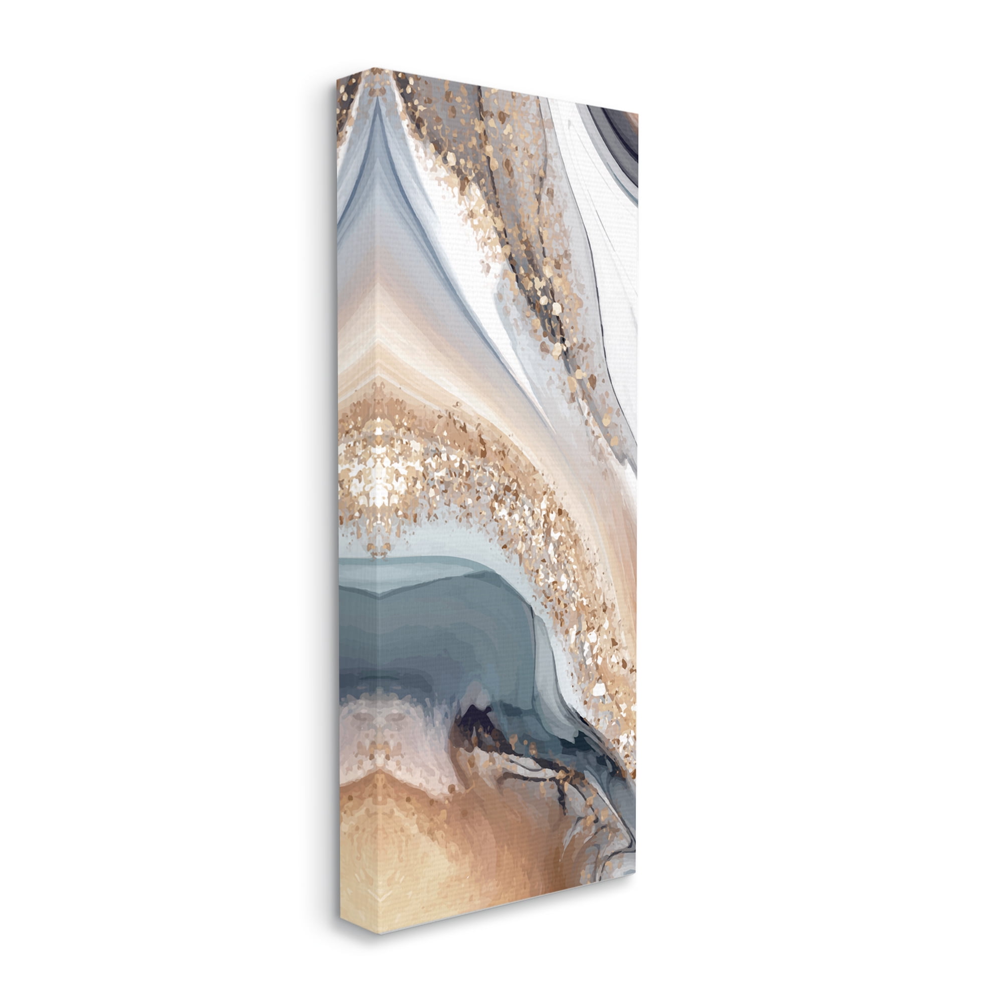 Stupell Industries Glam & Grey Waves Abstract Painting Gallery Wrapped Canvas Art Print Wall Art, 17 x 40