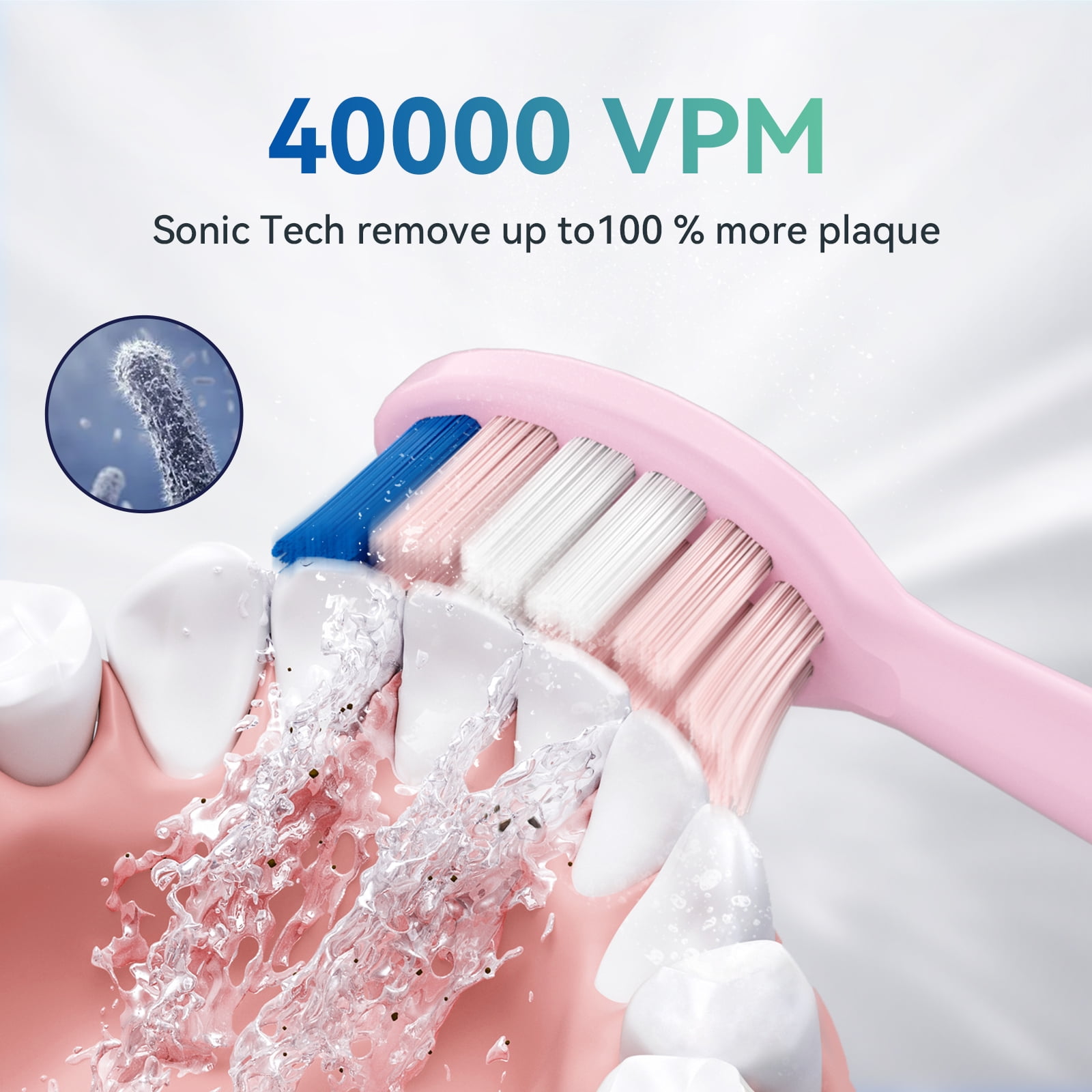 JTF Sonic Smart Toothbrush Genuine Standard Brush Heads, 4 Pack, Pink, P200