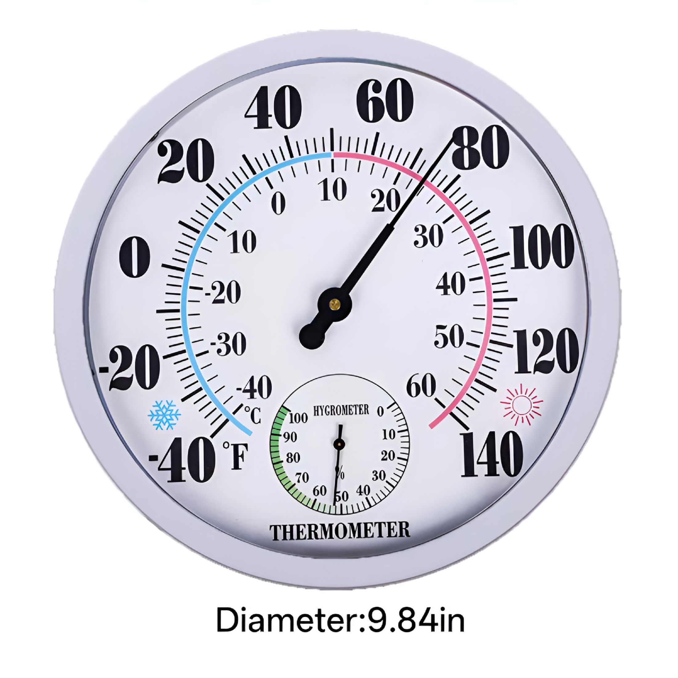 GJX 2026 New Timers Indoor Outdoor Thermometer Large Wall Thermometer-Hygrometer Waterproof Does Not Require Battery, for Home, Office, Garden, Patio, Outdoor Spaces, Garage, Porch