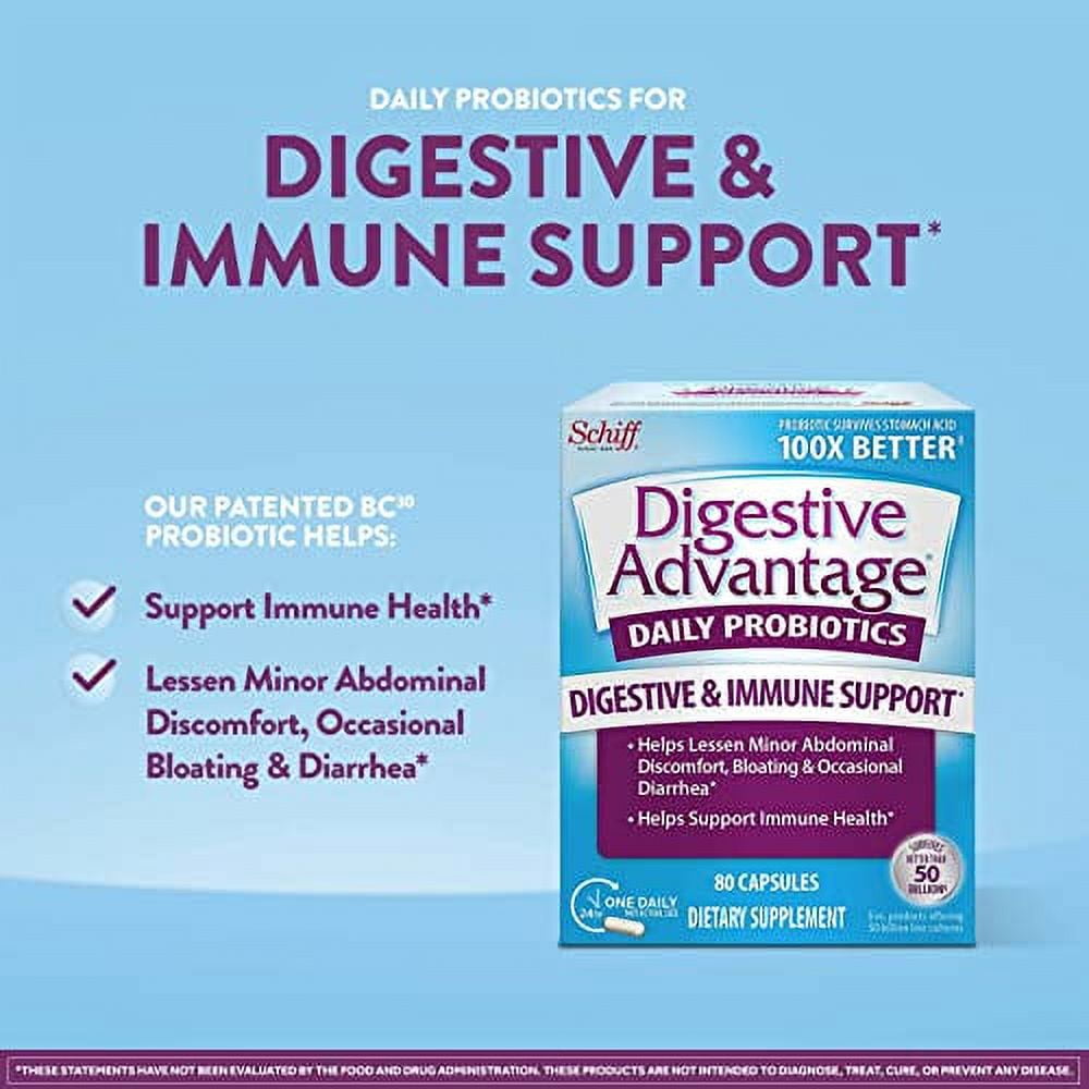 Daily Probiotic Capsules For Digestive Health & Gut Health, Digestive Advantage Probiotics For Men and Women (80 count box)