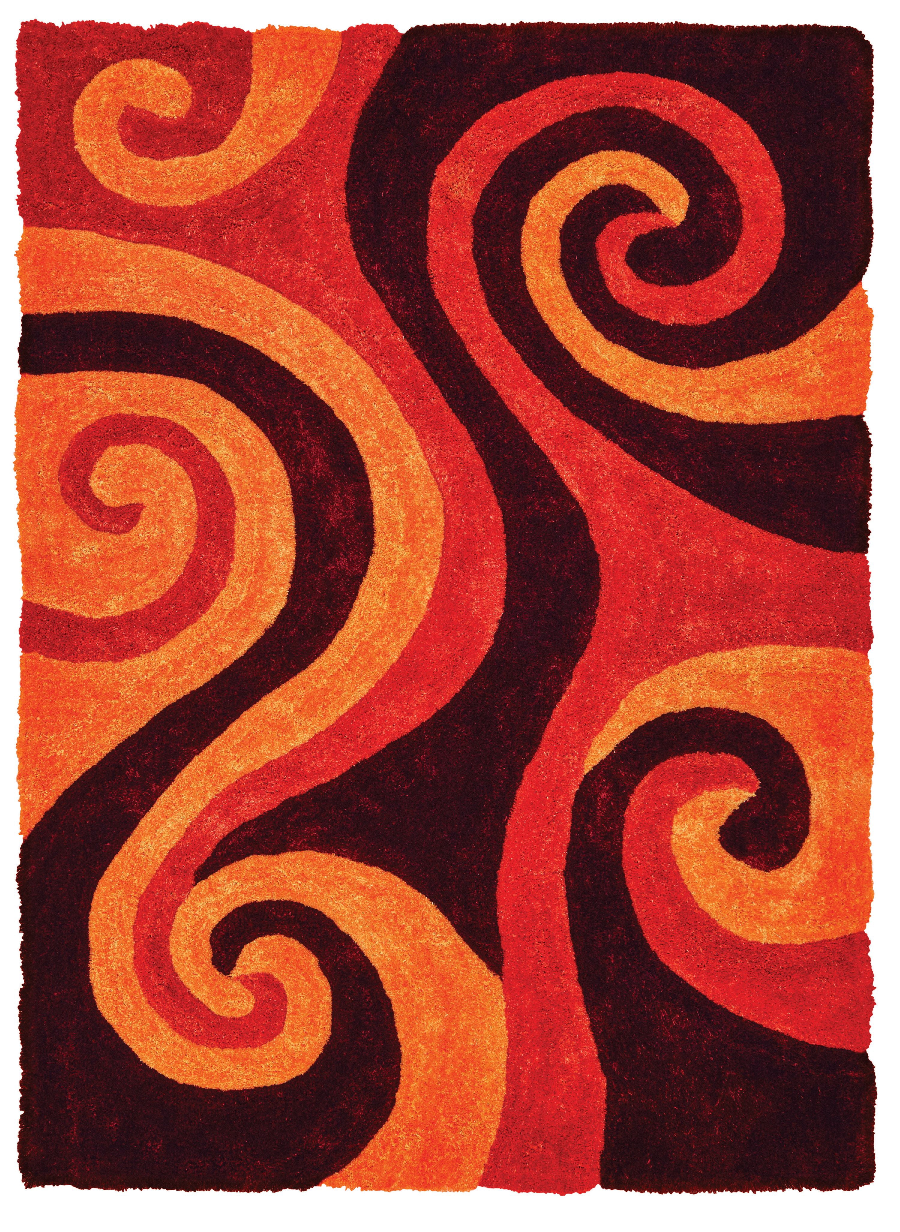 United Weavers Veria Cissa Shag Burnt Orange Hand Carved Polyester Area Rug