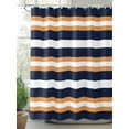 thumbnail image 2 of Fsddascl Orange Navy Blue Striped Shower Curtain Set - Small 36" x 72" Washable Bathtub Curtain with 12 Hooks, Minimalist Farmhouse Lines Waterproof Fabric Stall Shower Curtains for Bathroom/Bathtub, 2 of 6