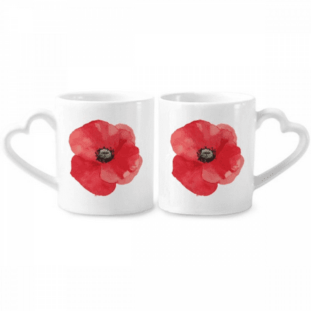 

Watercolour Red Flower Painting Corn Couple Porcelain Mug Set Cerac Lover Cup Heart Handle