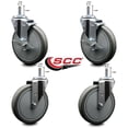 thumbnail image 2 of 6 Inch Gray Poly Wheel Swivel 7/16 Inch Grip Ring Stem Caster Set 2 Brakes, 2 of 2