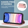 thumbnail image 4 of Allytech Magnetic Flip Folio Case for Apple iPhone 11 6.1 inch,Plain Leather RFID Blocking Card Slots Wallet Kickstand Phone Cover,Pink, 4 of 10