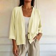 thumbnail image 4 of Yyeselk Women's 3/4 Sleeve Cotton Linen Cardigan Button Down Open Front Lightweight Casual Baggy Cardigans Beige XL, 4 of 6