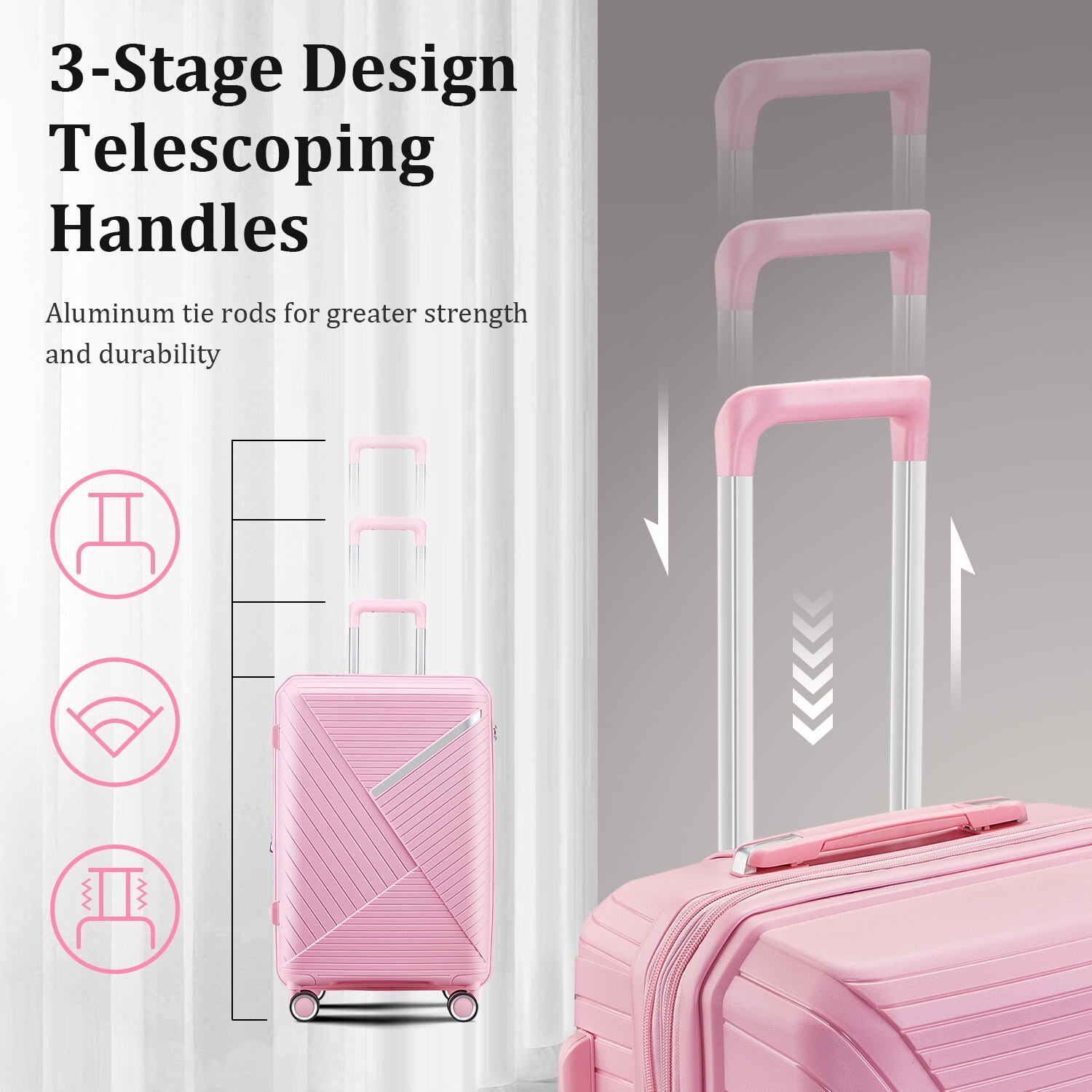 Hardside Luggage Luggage Sets 4 Piece(14/20/24/28), Expandable Lightweight Suitcase with 4 Double 360 Degrees Mute Spinner Wheels PP Materials Durable TSA Lock Travel Luggage,Hardside Suitcase