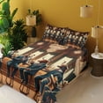 thumbnail image 2 of Ambesonne Animals in Suits Fitted & Top Sheet Set with Sham, Wild Gentlemen, Redwood Petrol Blue, 2 of 5