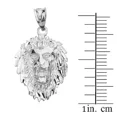 thumbnail image 2 of Solid Gold Diamond Cut Roaring Lion Head (14K White Gold, Pendant with 18" chain), 2 of 2