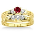 thumbnail image 2 of 1.25 Carat Ruby & Diamond Three Stone Bridal Set on 10k Yellow Gold, 2 of 2