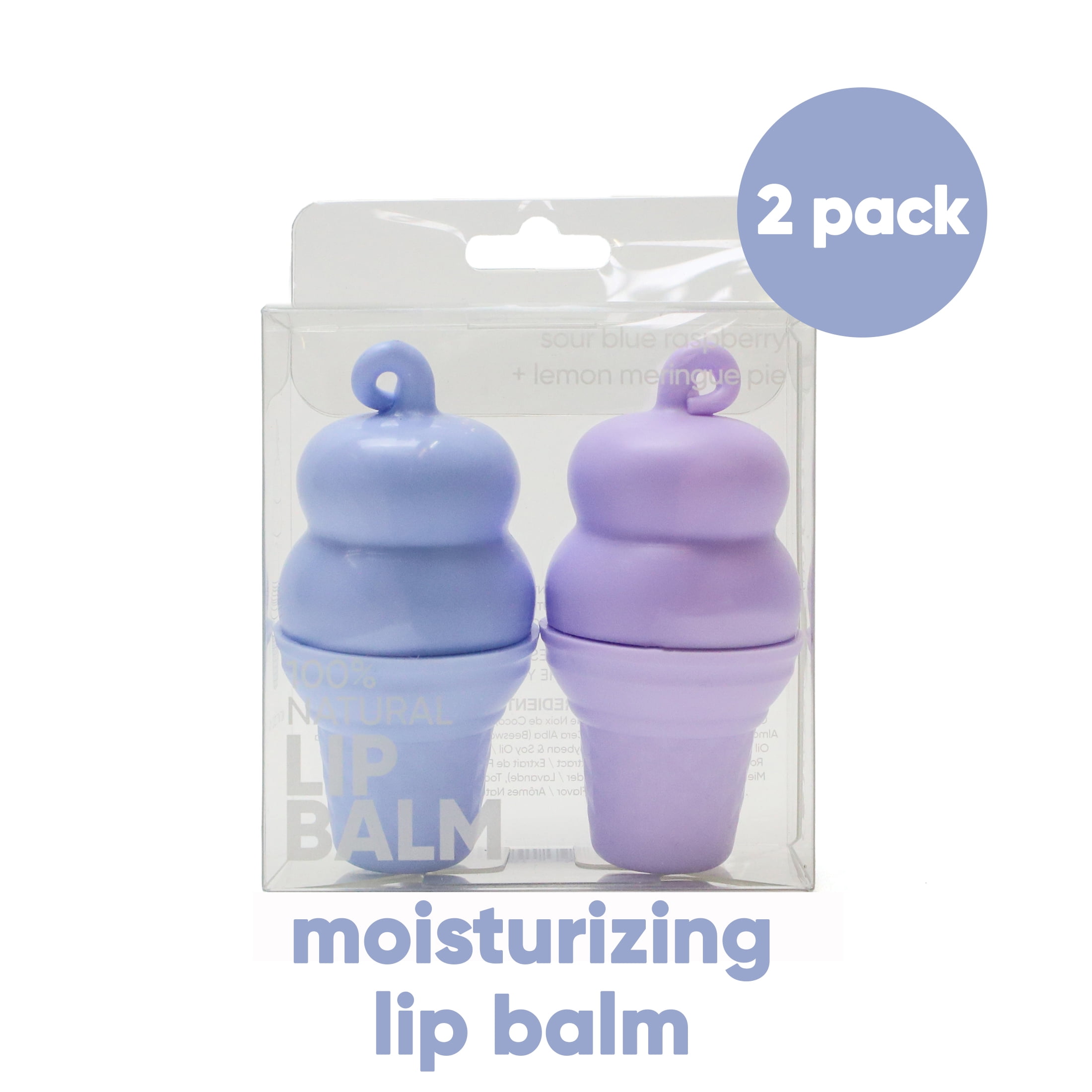 Rebels Refinery Natural Blue Raspberry and Lemon Meringue Ice Cream Lip Balm, 2 pack