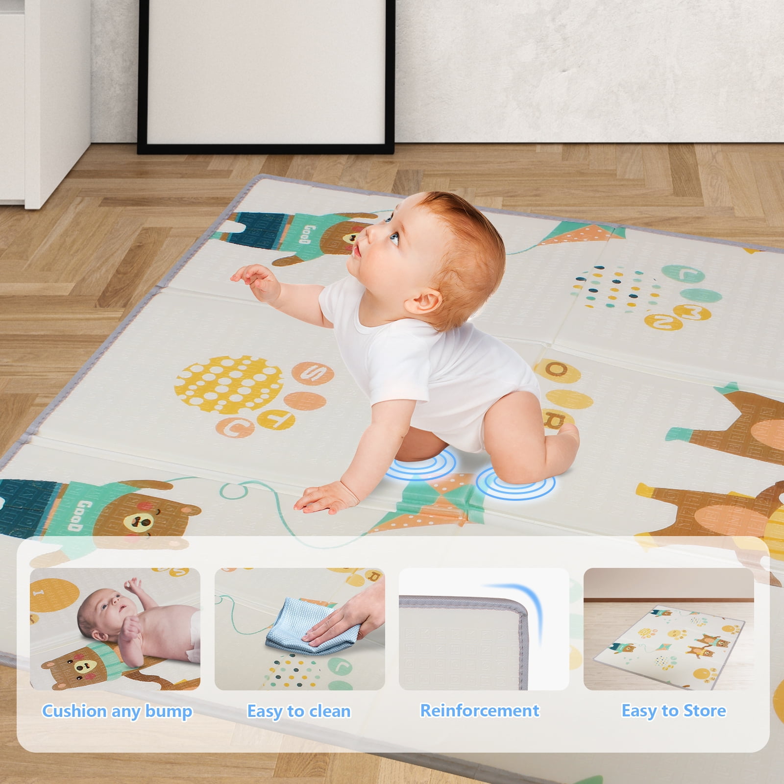 Baby Playpen Cloth with Mat Playpen Removable Enclosures, 47"x47" Portable Playpen for Indoor/Outdoor