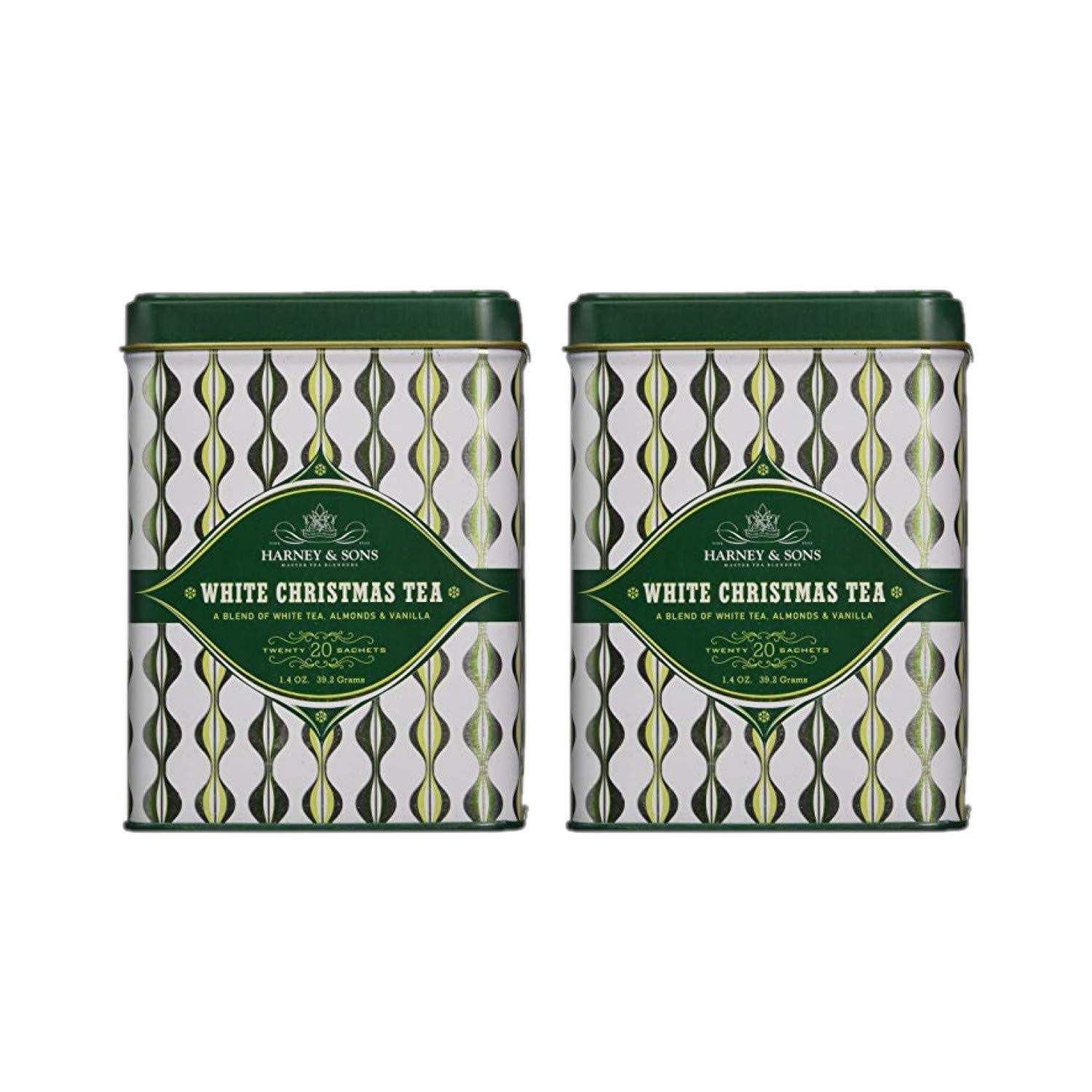 Harney & Sons White Christmas Tea Tin 20 Sachets (1.4 oz ea, Two Pack