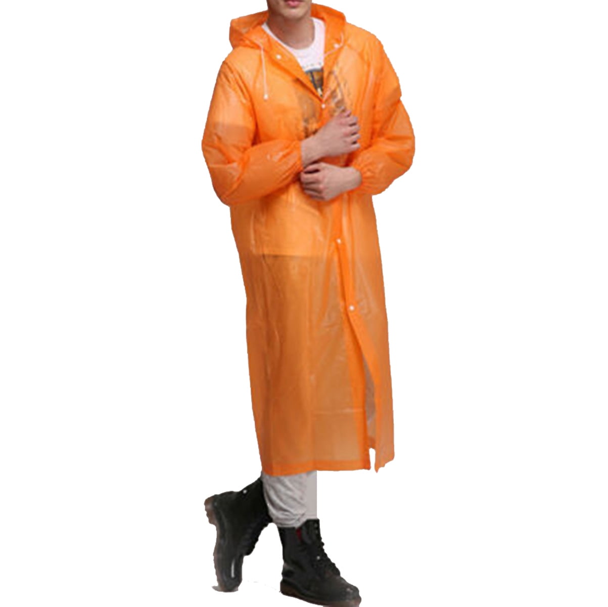 Fashion Raincoat Hooded Waterproof Transparent Foldable Long Woman Outdoor Wear 