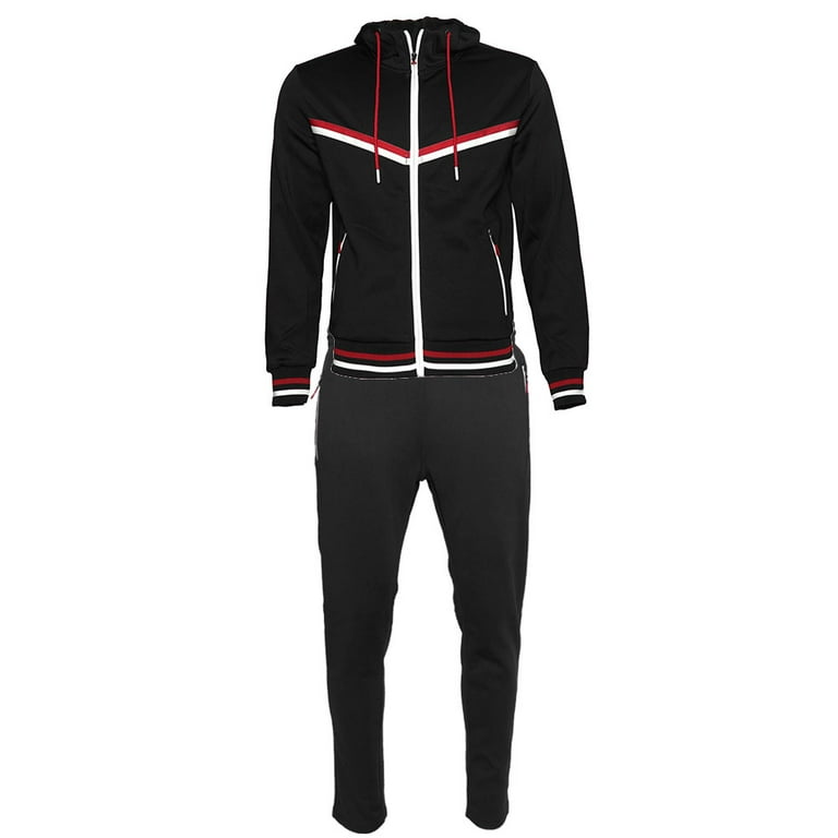 Mens Athletic Tracksuit Set 2-Piece Zip Up Jacket Jogger Pants