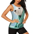thumbnail image 2 of Daiia Dog Wrapped in Towel Printed Womens Workout Tops for Women Quick-dry Tank Tops Mesh Yoga Shirts Athletic Running Tank Tops Sleeveless Gym Clothes-Small, 2 of 7