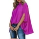 thumbnail image 2 of Camiseta informal holgada, de media manga y de color liso, talla L, de verano, color rojo rosa y cuello alto para mujer, 2 of 6