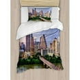 thumbnail image 3 of Modern Duvet Cover Set Queen Size, Austin Texas American City Bridge over the Lake Skyscrapers USA Downtown Picture, Decorative 3 Piece Bedding Set with 2 Pillow Shams, Multicolor, by Ambesonne, 3 of 3