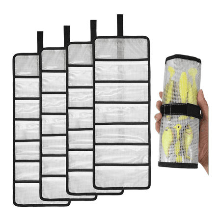 RIXUNO Pvc Mesh Transparent Hook Lure Storage Roll Up Bait Tackle Bag for Fishing Gear