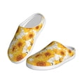 thumbnail image 2 of Fotbe White Marble Pattern Sunflower Pattern Women's Fuzzy Curly Fur Memory Foam Loafer Slippers Indoor Outdoor Slippers Winter Home Shoes-39/40, 2 of 7