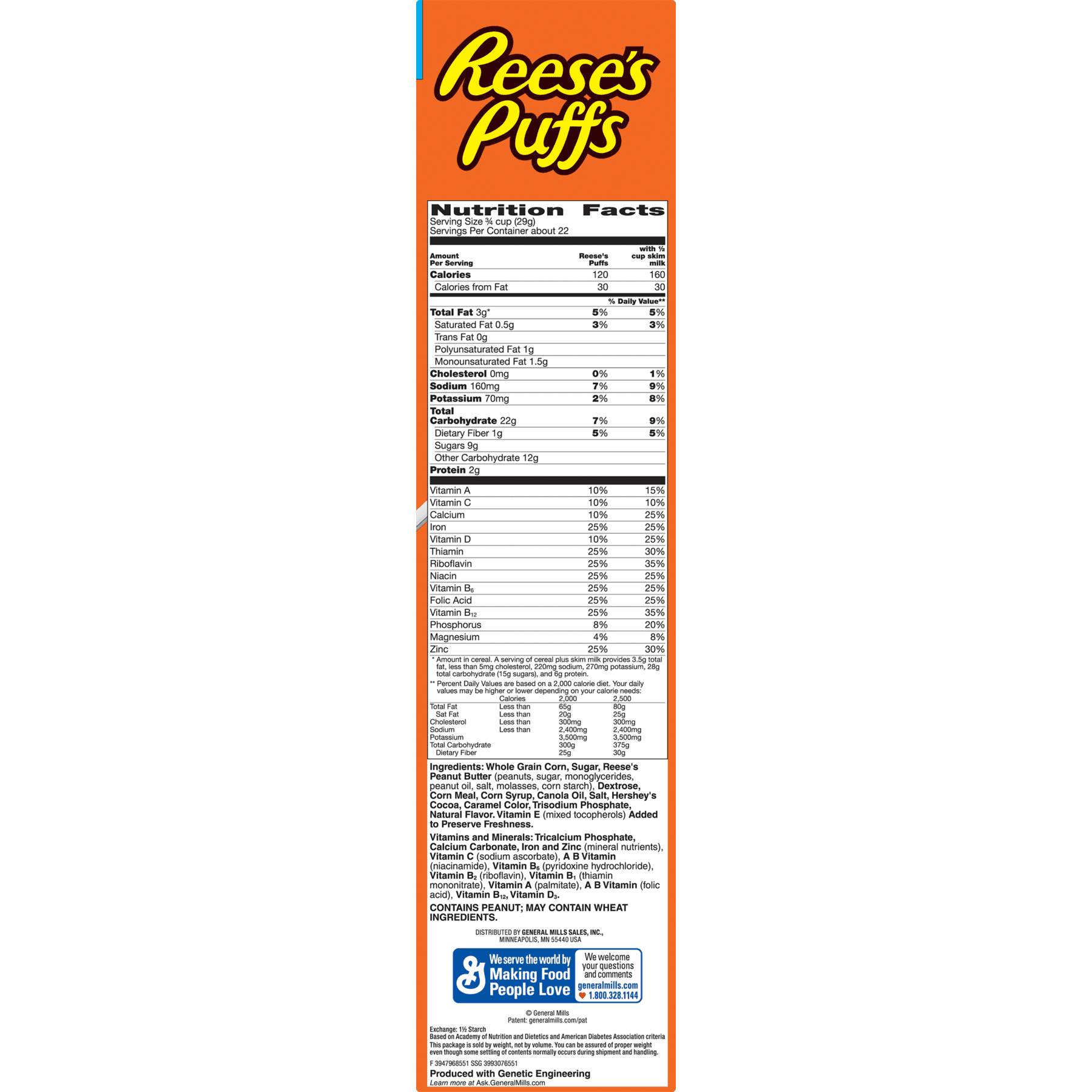Reese's Puffs Cereal, Peanut Butter, 22.9 oz