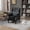 Black PU, variant on Vintage PU Leather Accent Chair, Wingback Single Sofa Chair with Buttons and Rivet Trims, Upholstered Side Armchair with Padded Seat Cushion & Backrest, for Bedroom Office Reception, Camel