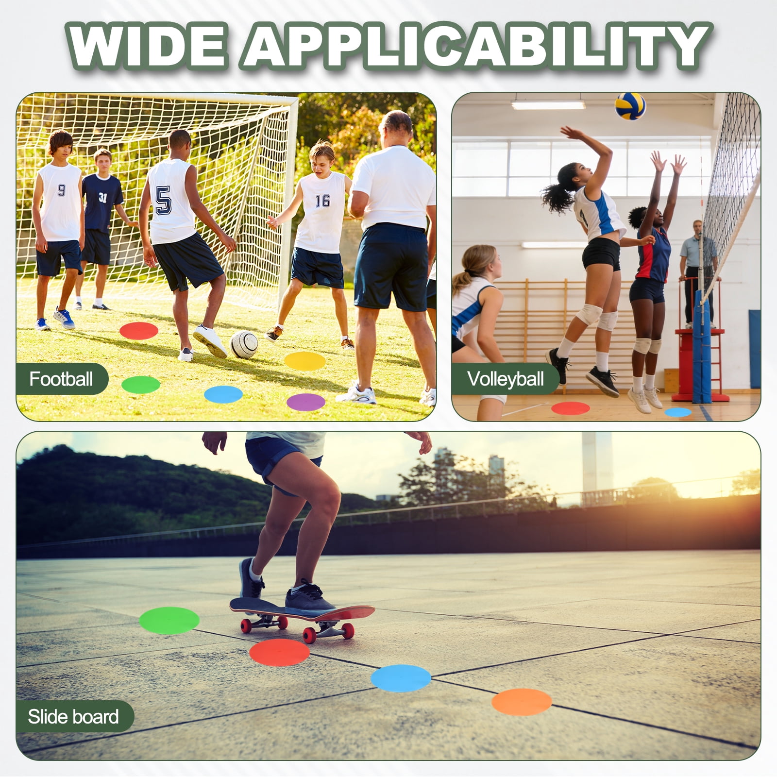 Uxcell Spot Markers for Agility Dot, Non-Slip Poly Spots Floor Dots 9 In & 6 Pcs & 6 Colors -Fitting for (Gym/Sports/Training)