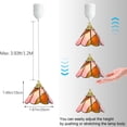 thumbnail image 4 of FSLiving Battery Rechargeable Operated Pendant Light with Remote,Tiffany Hanging Light with Pink Glass Shade,Adjustable Height RGB Color,Timer,Dimmable Lamp for Corner Decor - 2 Lights, 4 of 6