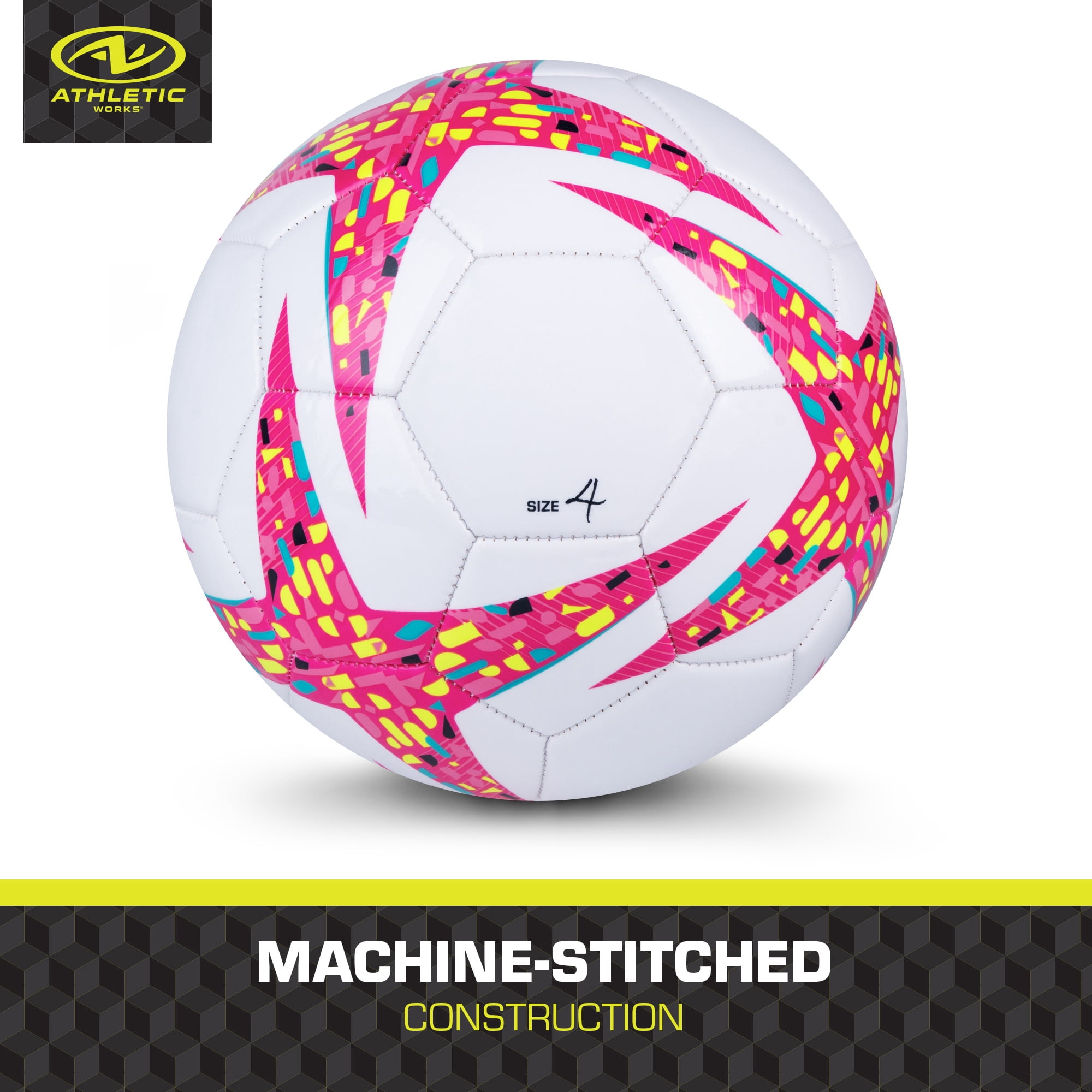 (3 pack) Athletic Works Size 4 Soccer Ball, Pink