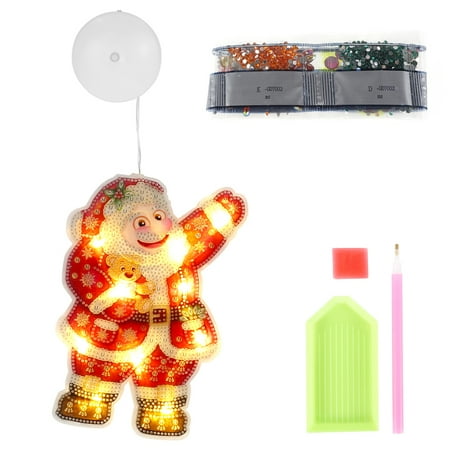 

BAODBF Christmas LED Wall-Mounted Lamp 3D Model Diamond Painting Christmas Wall-Mounted Light with Suction Cup DIY Battery Operated Night Light for Window Christmas Decoration (Santa Claus/Christma