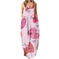 thumbnail image 2 of ICHUANYI Clearance Women's Fashion Sexy Vintage V Neck Sleeveless Printing Party Dresses(Pink, XXL) ICHUANYI WER2023081008359, 2 of 5