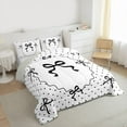 thumbnail image 3 of jejeloiu Cartoon Loves Pattern Queen Comforter Set,Black Lovely Bow Bedding Comforter Set For Girls Reversible 3-Piece, 3 of 8
